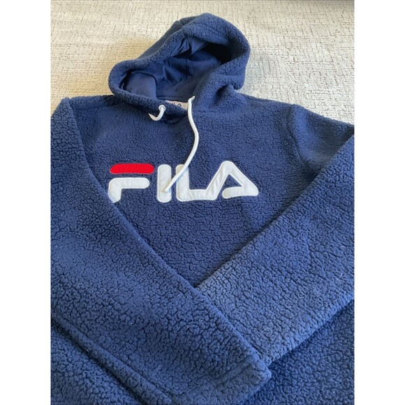 Fila Women's Navy Blue Caroline Sherpa Fleece Hoodie Pullover (Size L).EUC - Picture 11 of 11